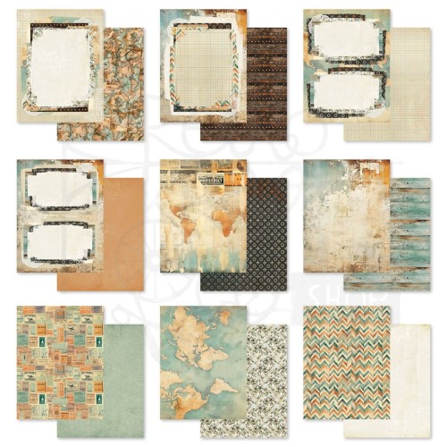 Zestaw papierów do scrapbookingu 15x20 Wanderlust Explorer 27 arkuszy DWE-30280 49 and Market