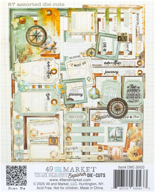 Zestaw papierów do scrapbookingu 15x20 Wanderlust Explorer 27 arkuszy DWE-30280 49 and Market