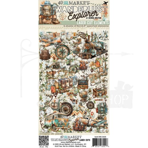 Ozdoby papierowe Die-cuts Wanderlust Explorer 151 elementów DWE-30426 49 and Market