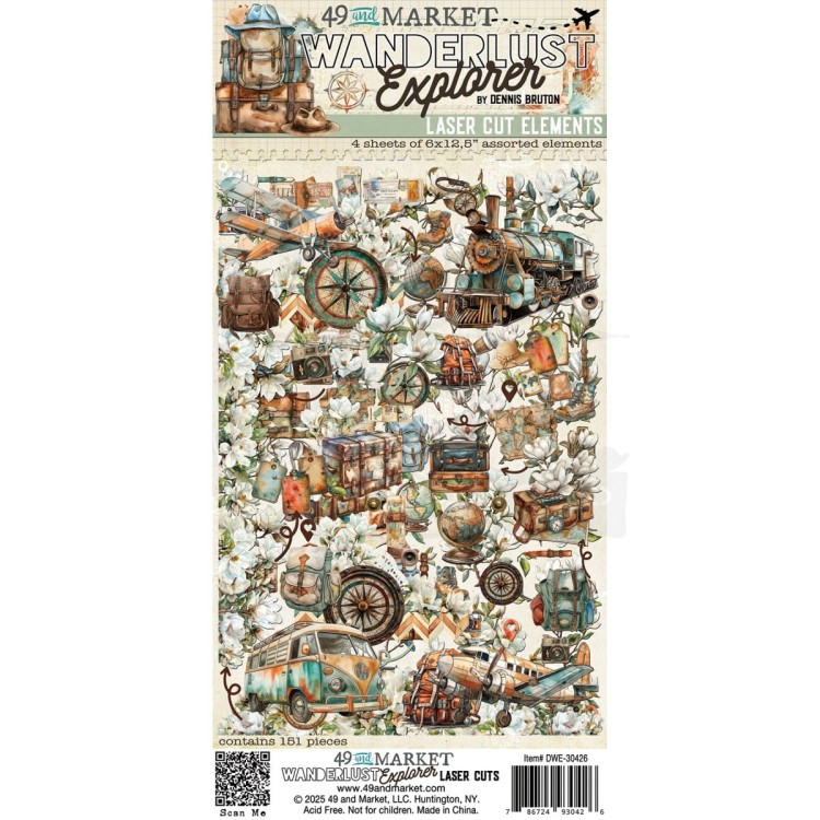 Ozdoby papierowe Die-cuts Wanderlust Explorer 151 elementów DWE-30426 49 and Market