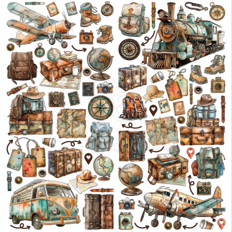 Ozdoby papierowe Die-cuts Wanderlust Explorer 151 elementów DWE-30426 49 and Market