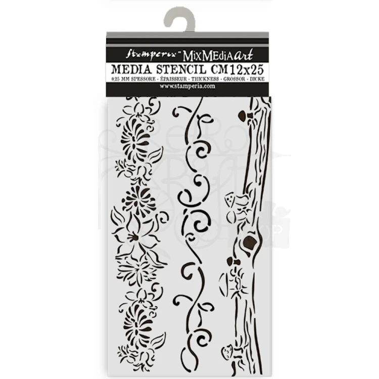 Szablon maska 12x25cm Hidden Grove 3 bordery KSTDL114 Stamperia