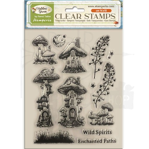 Stempel akrylowy 14x18cm Hidden Grove Hidden grzybki WTK217 Stamperia
