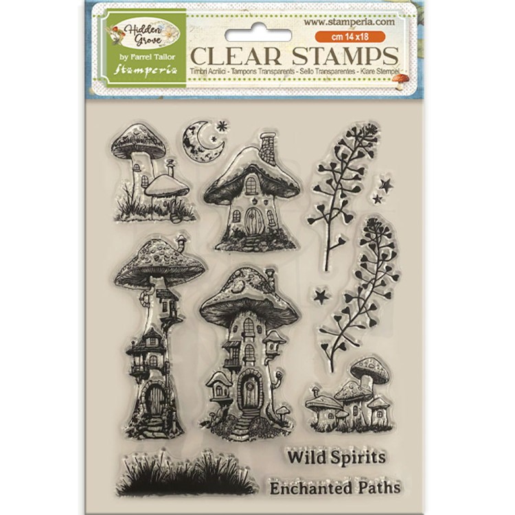 Stempel akrylowy 14x18cm Hidden Grove Hidden grzybki WTK217 Stamperia