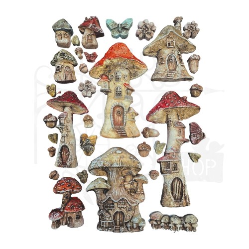 Foremka silikonowa A5 Hidden Grove Grzybkowy domek KACMA574 Stamperia