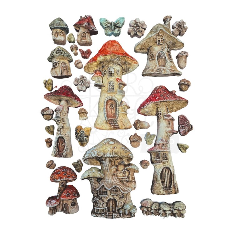 Foremka silikonowa A5 Hidden Grove Grzybkowy domek KACMA574 Stamperia
