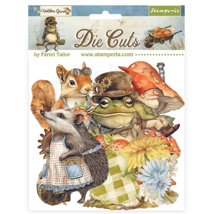 Ozdoby kształty tekturowe Die Cuts Hidden Grove 45 szt DFLDC113 Stamperia