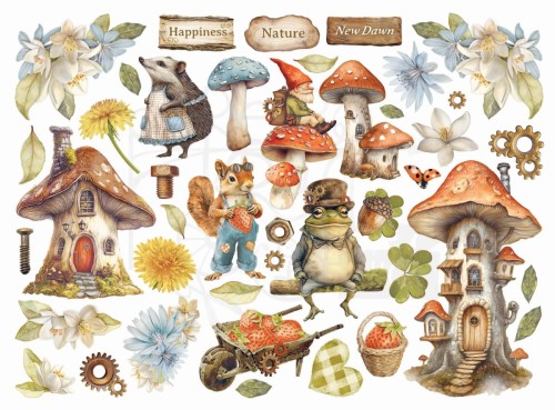 Ozdoby kształty tekturowe Die Cuts Hidden Grove 45 szt DFLDC113 Stamperia