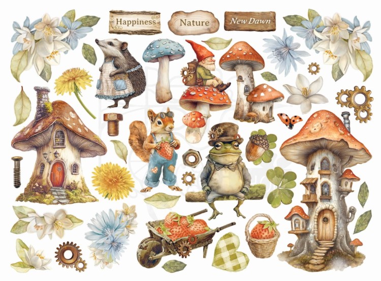 Ozdoby kształty tekturowe Die Cuts Hidden Grove 45 szt DFLDC113 Stamperia