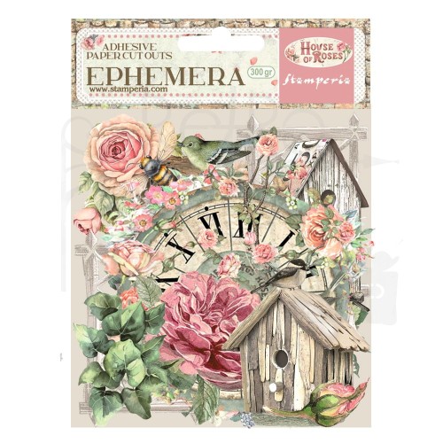 Ozdoby papierowe samoprzylepne Ephemera House of Roses 37szt DFLCT62 Stamperia