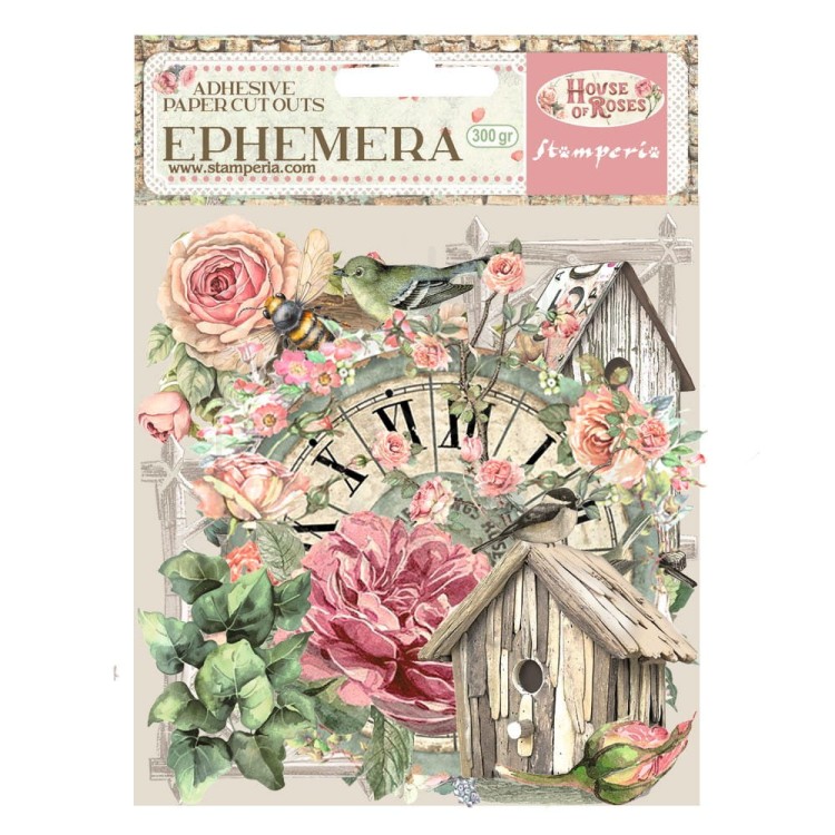 Ozdoby papierowe samoprzylepne Ephemera House of Roses 37szt DFLCT62 Stamperia