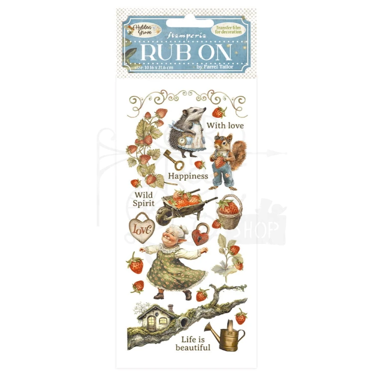 Rub-on transfer 10x21.6cm Hidden Grove Elementy mix DFLRB151 Stamperia