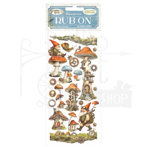 Rub-on transfer 10x21.6cm Hidden Grove Grzybkowy domek DFLRB150 Stamperia