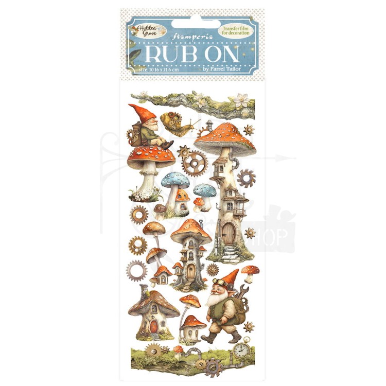 Rub-on transfer 10x21.6cm Hidden Grove Grzybkowy domek DFLRB150 Stamperia