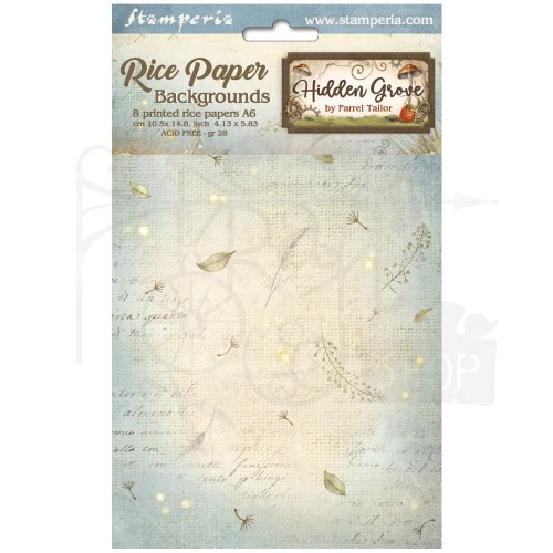 Papier ryżowy A6 Hidden Grove 8szt Tła DFSAK6038 Stamperia