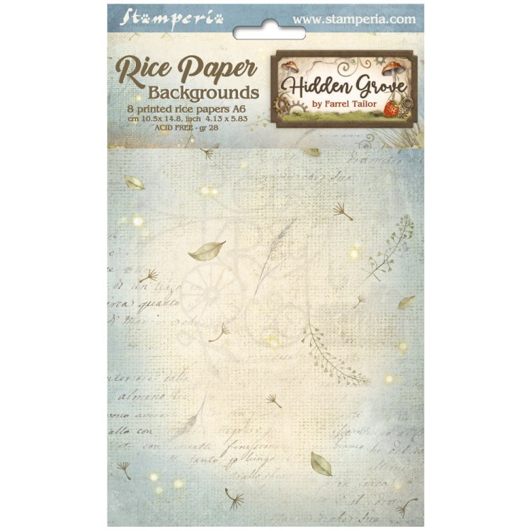 Papier ryżowy A6 Hidden Grove 8szt Tła DFSAK6038 Stamperia