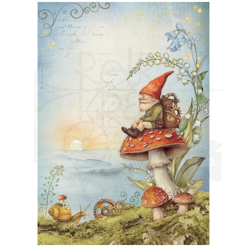 Papier ryżowy do decoupage A4 Hidden Grove Gnom DFSA41017 Stamperia