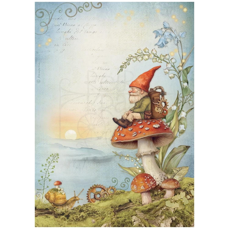 Papier ryżowy do decoupage A4 Hidden Grove Gnom DFSA41017 Stamperia
