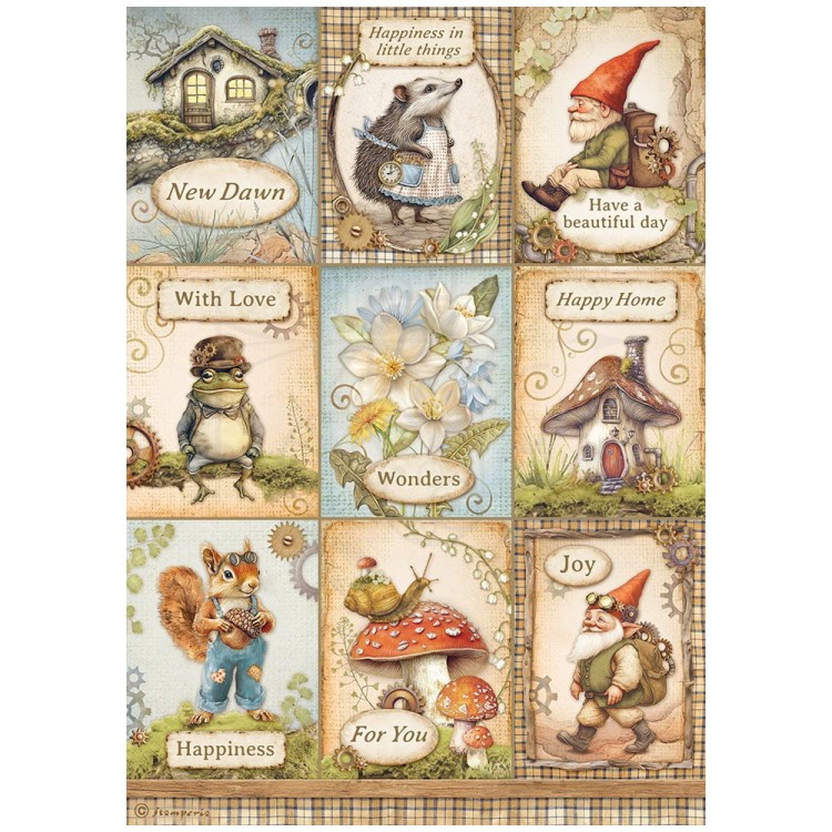 Papier ryżowy do decoupage A4 Hidden Grove Karty DFSA41015 Stamperia