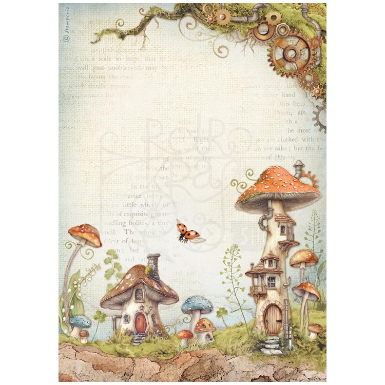 Papier ryżowy do decoupage A4 Hidden Grove Grzybkowy domek DFSA41012 Stamperia