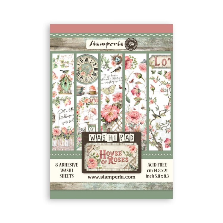 Papier washi A5 House of Roses 8 ark SBW18 Stamperia