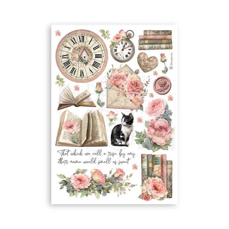 Papier washi A5 House of Roses 8 ark SBW18 Stamperia
