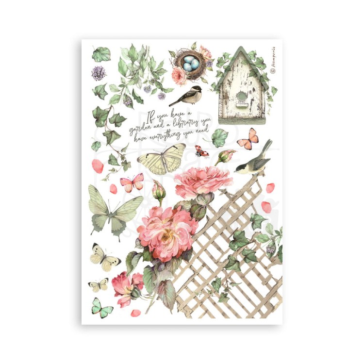 Papier washi A5 House of Roses 8 ark SBW18 Stamperia