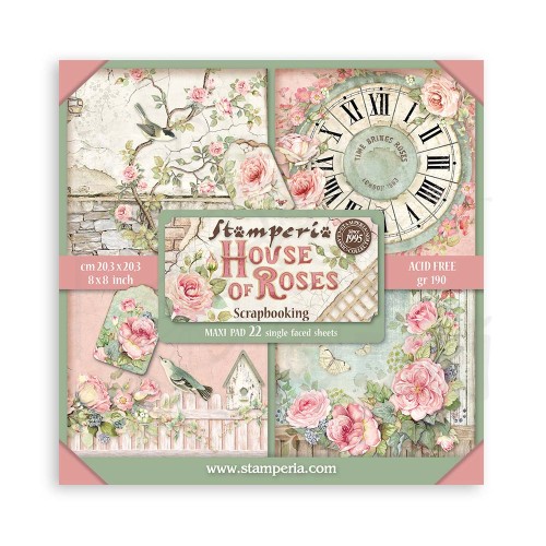 Zestaw papierów jednostronnych do scrapbookingu 20x20 House of Roses SBBSXB11 Stamperia