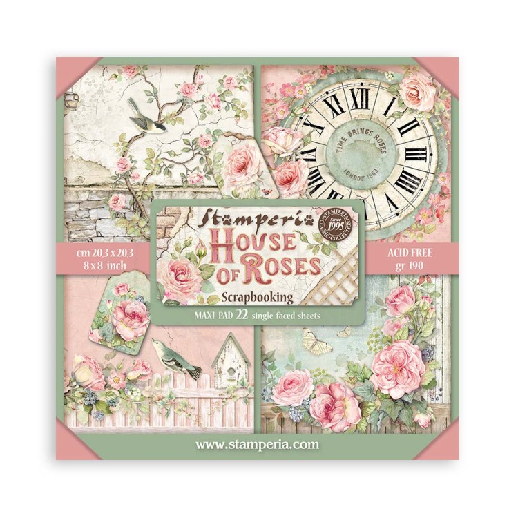 Zestaw papierów jednostronnych do scrapbookingu 20x20 House of Roses SBBSXB11 Stamperia
