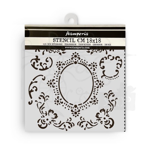 Szablon maska 18x18cm House of Roses Border i ramka KSTDQ121 Stamperia