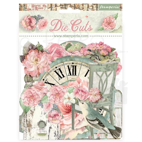 Ozdoby kształty tekturowe Die Cuts House of Roses 38szt DFLDC114 Stamperia