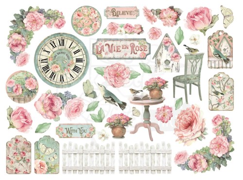 Ozdoby kształty tekturowe Die Cuts House of Roses 38szt DFLDC114 Stamperia