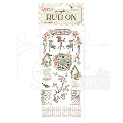 Rub-on transfer 10x21.6cm House of Roses Elementy DFLRB153 Stamperia