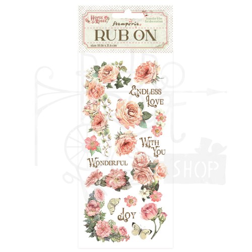 Rub-on transfer 10x21.6cm House of Roses Pisma i róże DFLRB152 Stamperia