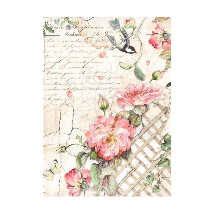 Papier ryżowy A6 House of Roses 8szt Tła DFSAK6039 Stamperia