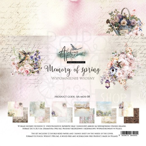 Zestaw papierów do scrapbookingu 20x20 Memory of spring AA-MOS-08 Alchemy of Art