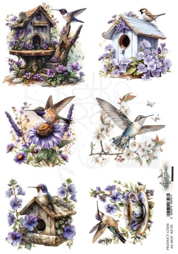 Papier ryżowy do decoupage A4 Memory of spring - Ptaki AA-MOS-RP-01 Alchemy of Art