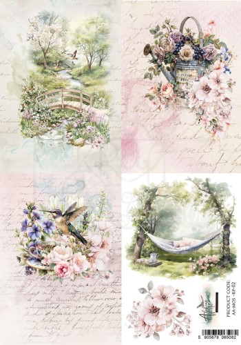 Papier ryżowy do decoupage A4 Memory of spring - Mostek AA-MOS-RP-02 Alchemy of Art