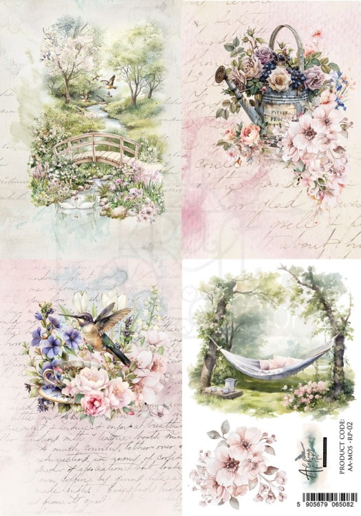 Papier ryżowy do decoupage A4 Memory of spring - Mostek AA-MOS-RP-02 Alchemy of Art