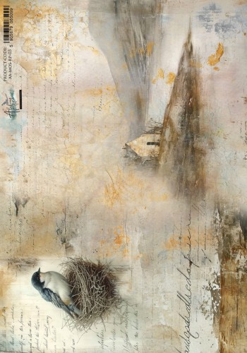Papier ryżowy do decoupage A4 Memory of spring - Ptak w gnieździe AA-MOS-RP-03 Alchemy of Art