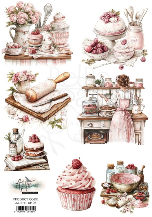 Papier ryżowy do decoupage A4 Recipe for Happiness - Ciastka AA-RFH-RP-05 Alchemy of Art