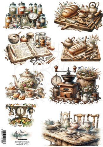 Papier ryżowy do decoupage A4 Recipe for Happiness - Kuchnia AA-RFH-RP-06 Alchemy of Art