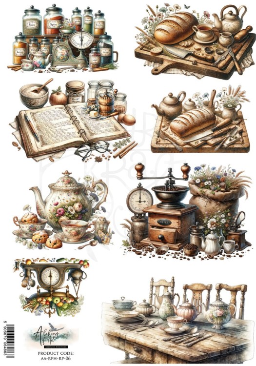 Papier ryżowy do decoupage A4 Recipe for Happiness - Kuchnia AA-RFH-RP-06 Alchemy of Art
