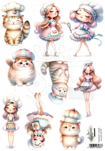 Papier ryżowy do decoupage A4 Recipe for Happiness - Kucharka AA-RFH-RP-07 Alchemy of Art