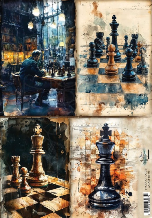 Papier ryżowy do decoupage A4 Szachy AA-AM-RP-01 Alchemy of Art