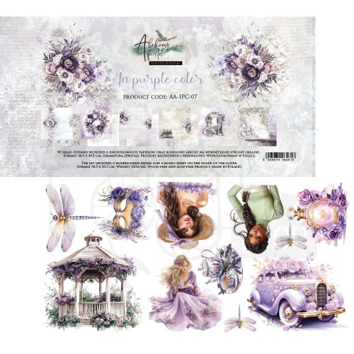 Zestaw papierów do scrapbookingu 30x30 In Purple Color AA-IPC-07 Alchemy of Art