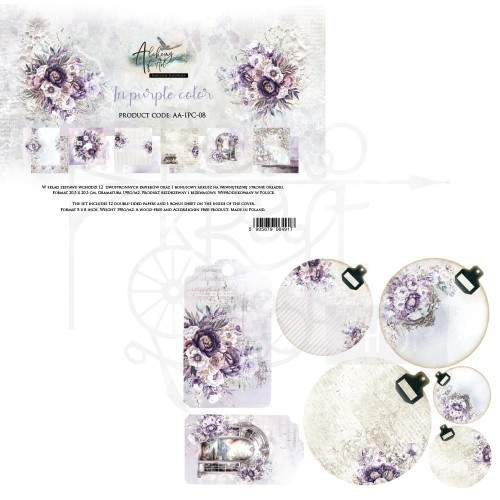 Zestaw papierów do scrapbookingu 20x20 In Purple Color AA-IPC-08 Alchemy of Art