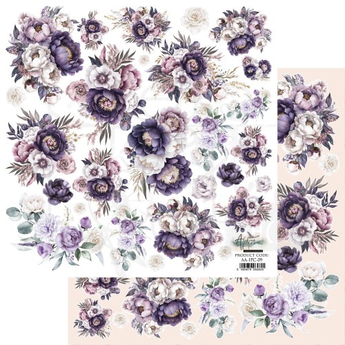 Papier 30x30 dodatki do samodzielnego wycięcia In Purple Color - Kwiaty AA-IPC-09 Alchemy of Art