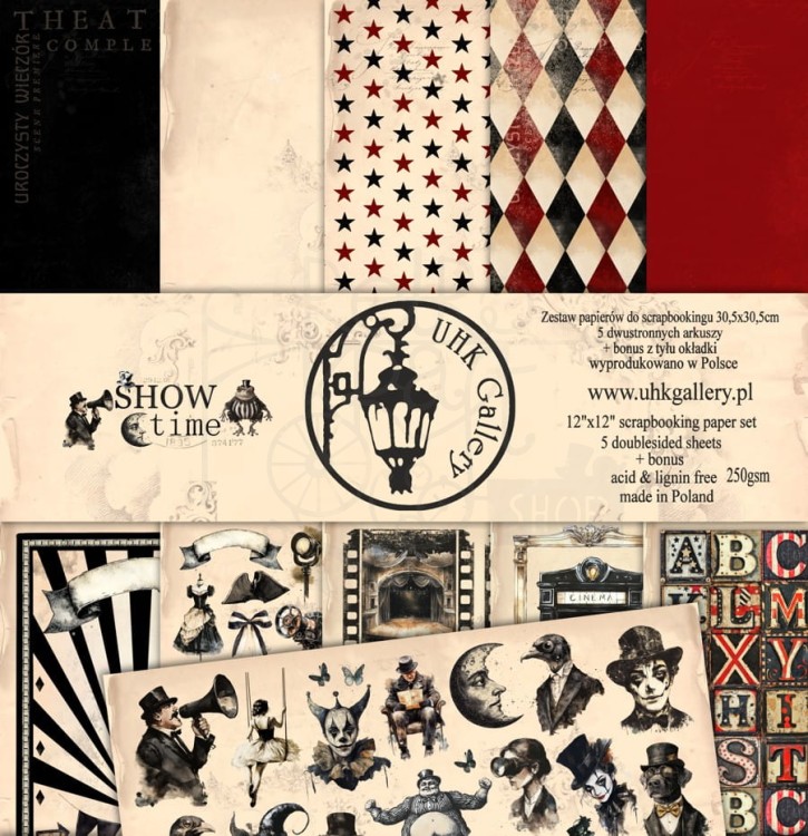Zestaw papierów do scrapbookingu 30x30 SHOW time UHK Gallery
