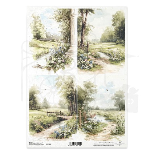 Papier ryżowy do decoupage A4 sielankowe widoczki R2580 ITD Collection